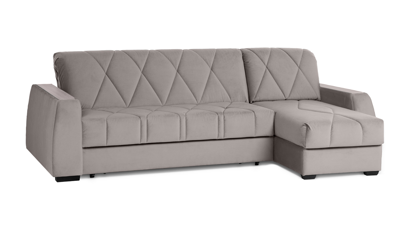 Диван угловой Domo Pro с накладкой цвета ясень, стежка ромб, ткань Casanova Grey 160x216 — купить в Озерце