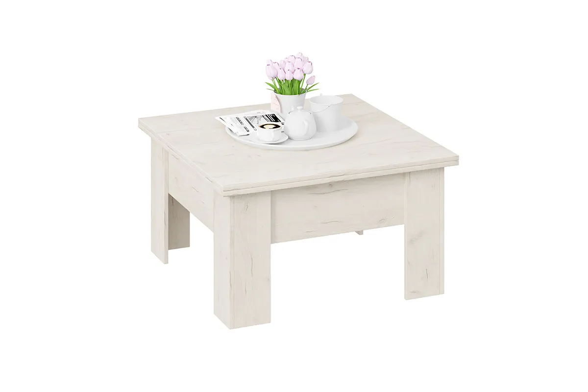 Стол журнальный тип 10 (Дуб Крафт Белый) — Мебель-центр Озерцо