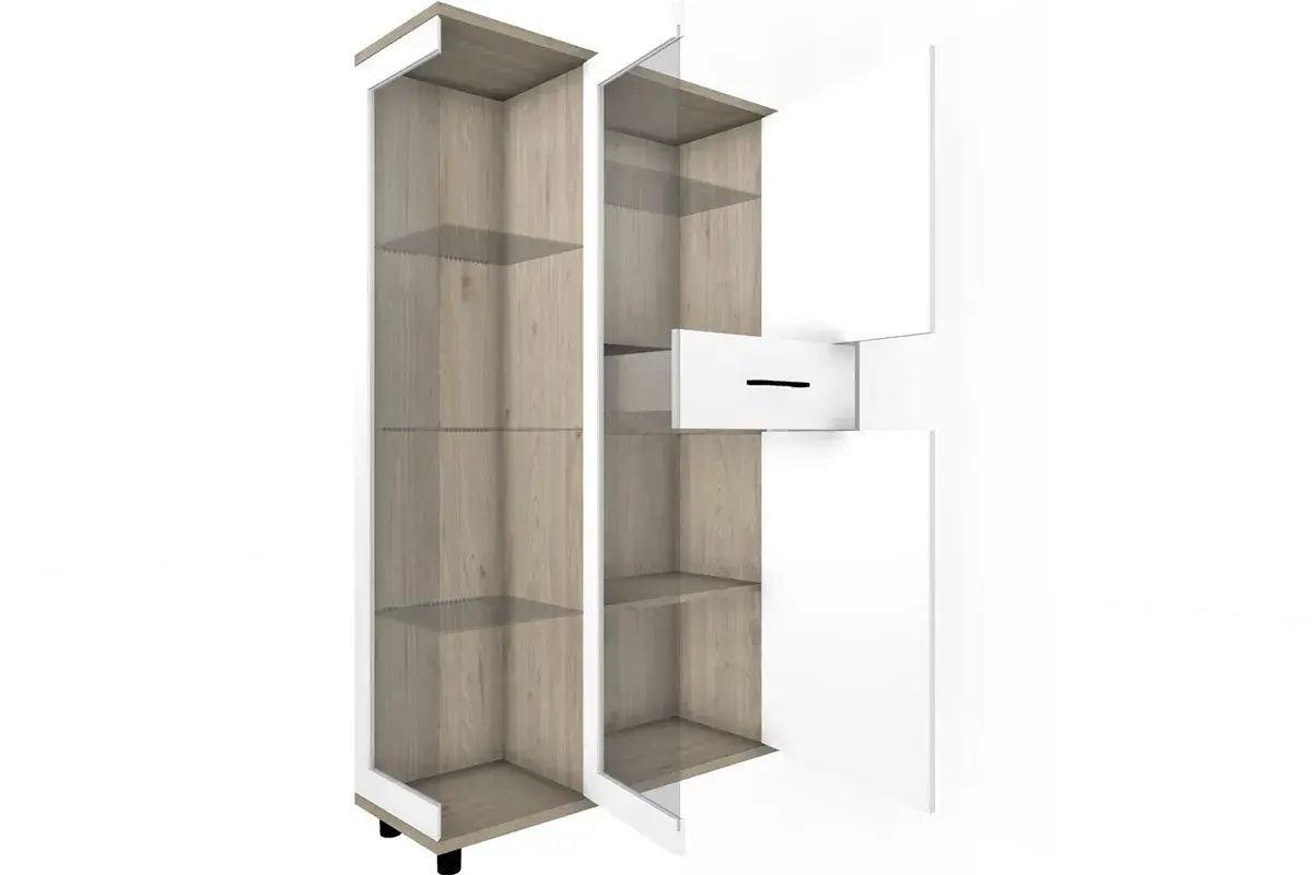 Шкаф многоцелевой ШК-5080-ГС-БГ (Гикори Джексон Светлый/Белый Бриллиант Глянцевый) в мебель-центре Озерцо