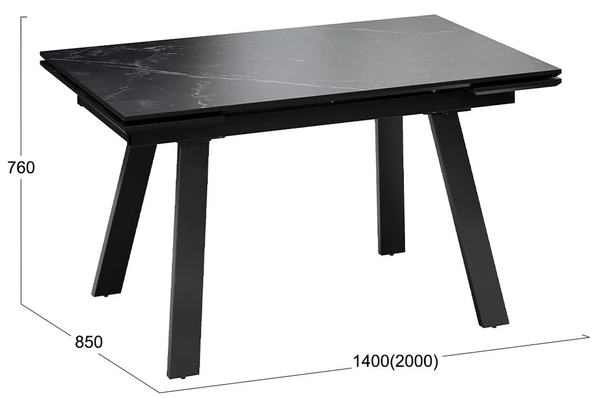 Стол обеденный Дэкстон Тип 1 (Черный муар/Керамика матовая/Черный мрамор) - купить в Озерце