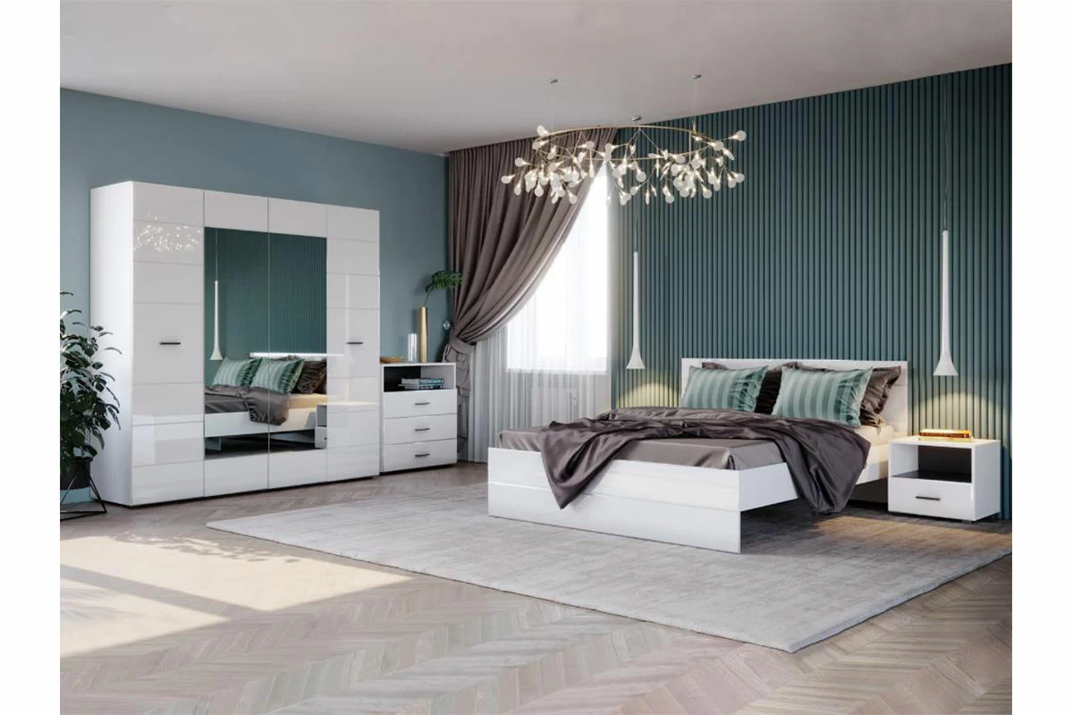 Кровать Gloss 160х200 Белый/Белый глянец (72374522) - купить в Озерце