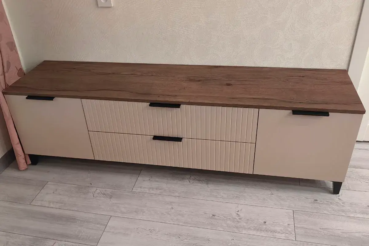 Тумба под ТВ  Тоскана с 2 дв. и 2 ящ. (Дуб табачный/Бисквит) — Мебель-центр Озерцо