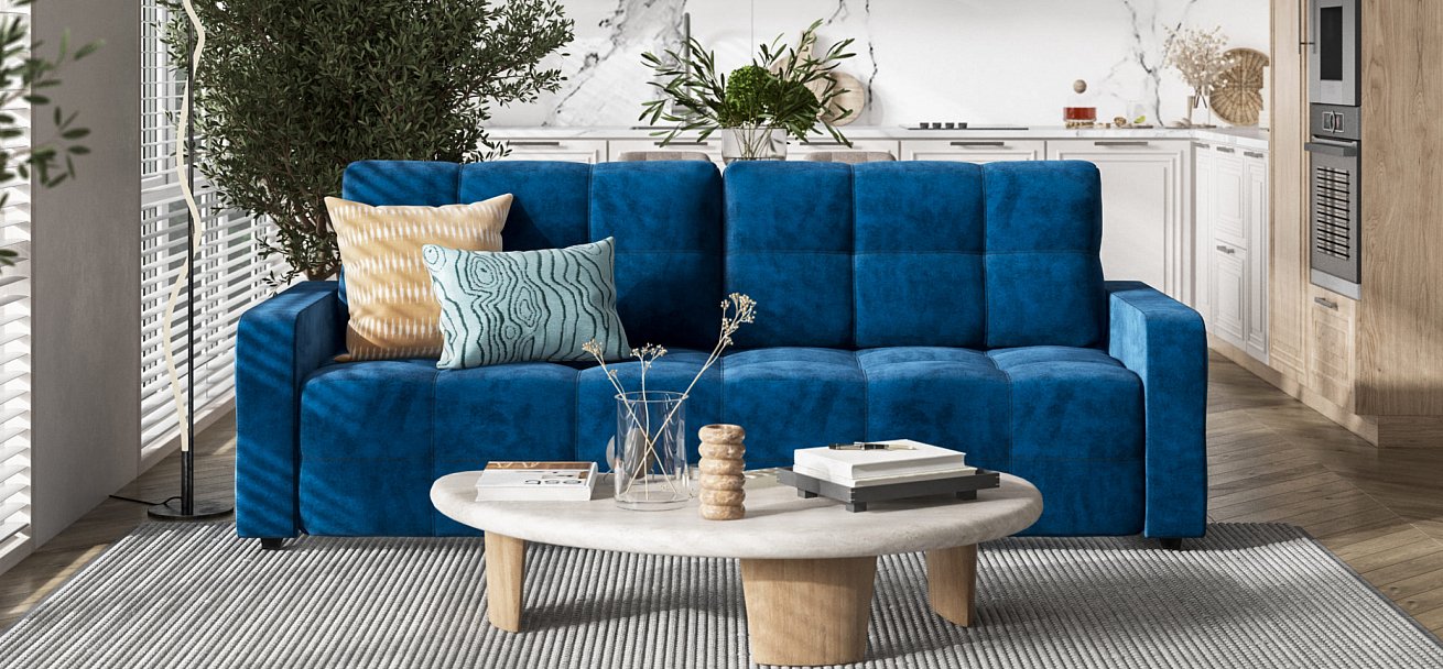 Диван Денди велюр Monolit синий — купить в Озерце