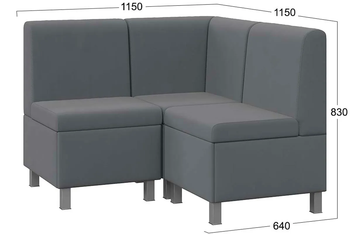 Диван угловой Каир ГН №4 Исп.2 (Велюр Camaro 18/Серый) - купить в Озерце