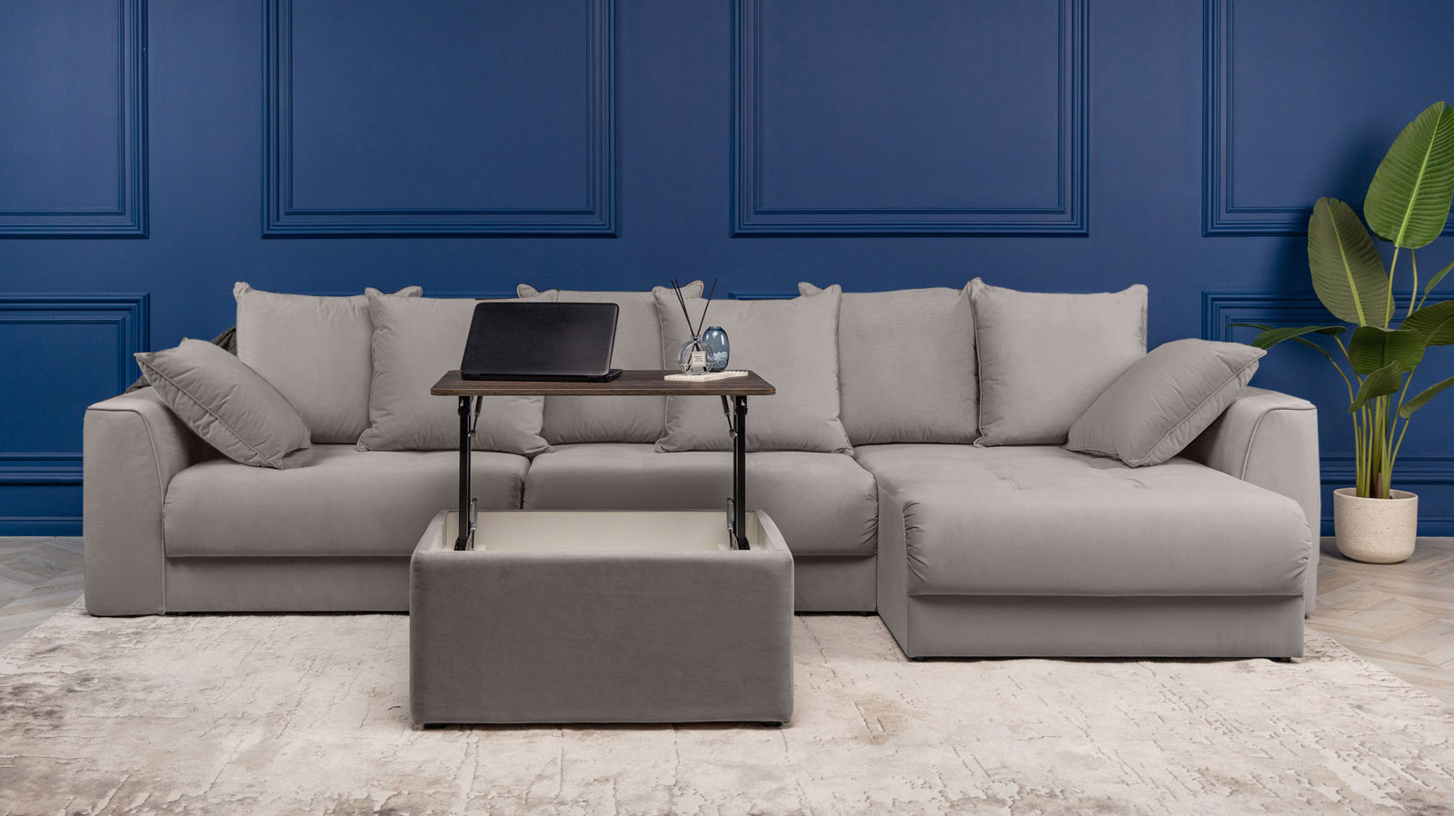 Диван угловой Monako New, Тк. Casanova Grey 156x356 — купить в Озерце