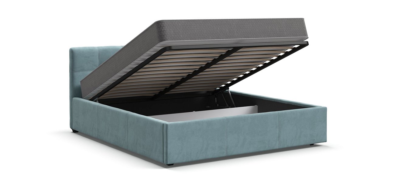 Белла Кровать+ПМ 160*200 Велюр Монолит аква - купить в Озерце