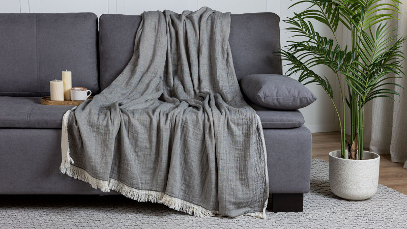 Плед муслиновый All Natural, цвет: серый 145x175 в мебель-центре Озерцо