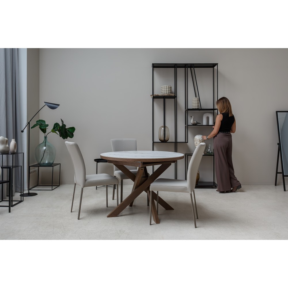 Стол ПАЛЕРМО d109/144 керамика/дуб олово - купить в Озерце