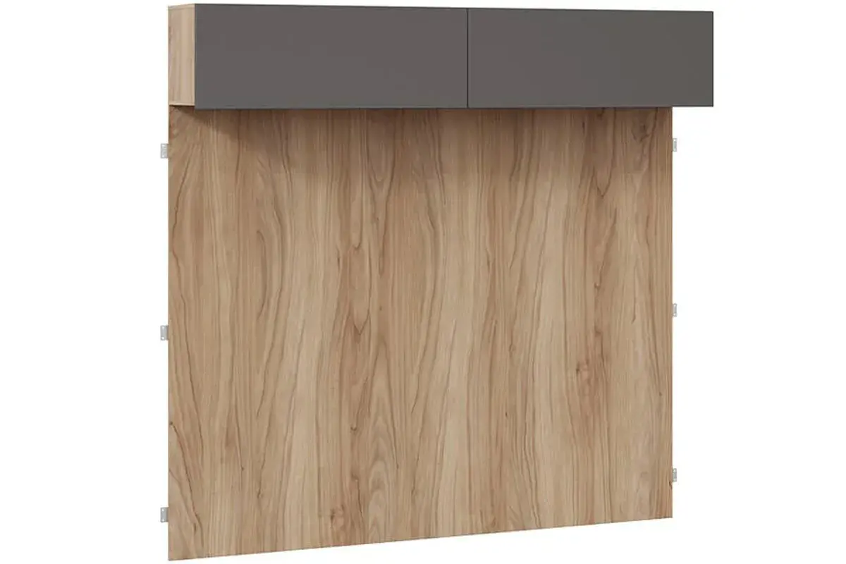 Шкаф навесной с декоративными панелями Порто СМ-393.21.023-24 (Яблоня Беллуно/Графит софт) в мебель-центре Озерцо
