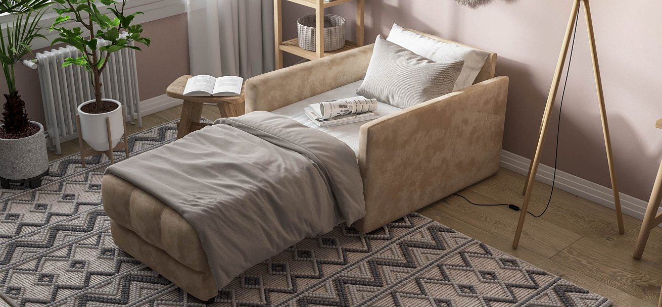 Босс Лофт кресло-кровать Велюр Алькантара пепел — купить в Озерце