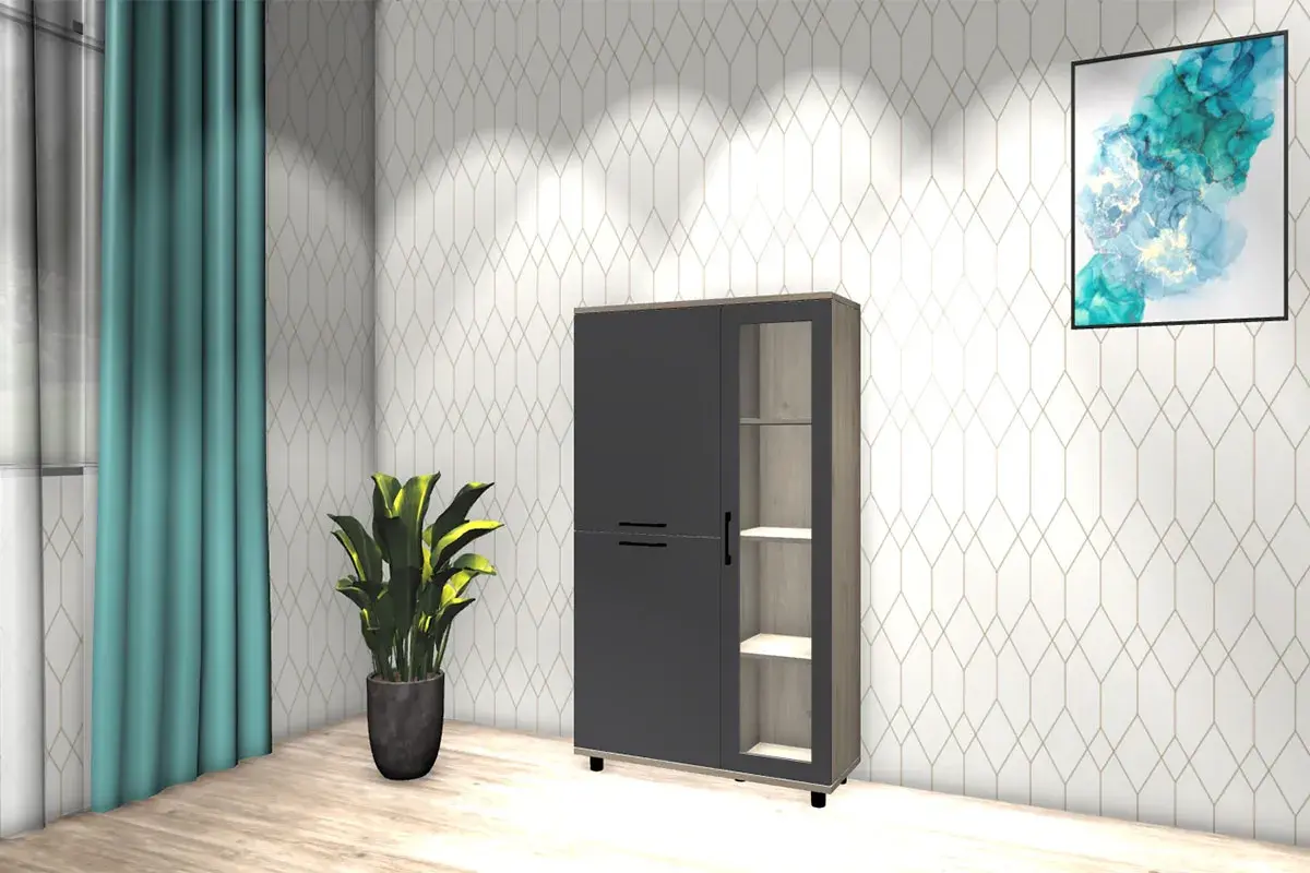 Шкаф многоцелевой ШК-5081-ГС-АМ (Гикори Джексон Светлый/Антрацит Матовый) в мебель-центре Озерцо