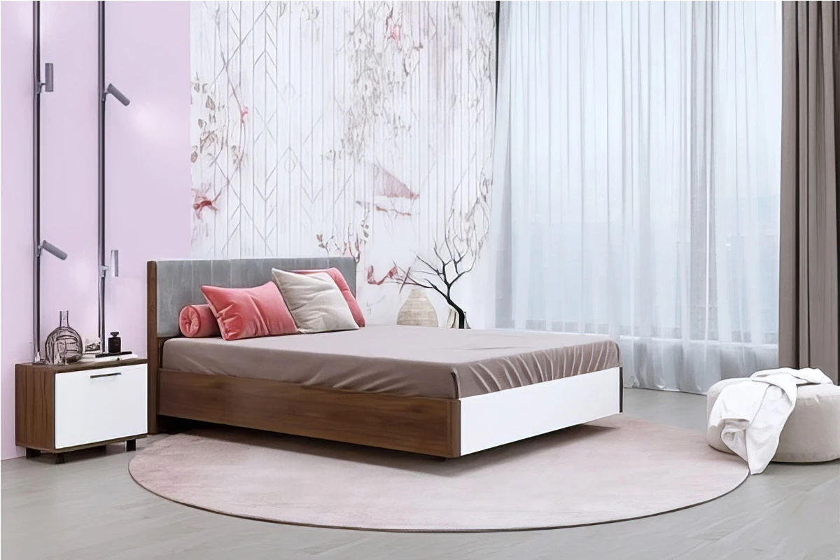 Кровать КР-5014-ГТ-БГ 180х200 (Гикори Джексон Темный/Белый Бриллиант Глянцевый) - купить в Озерце