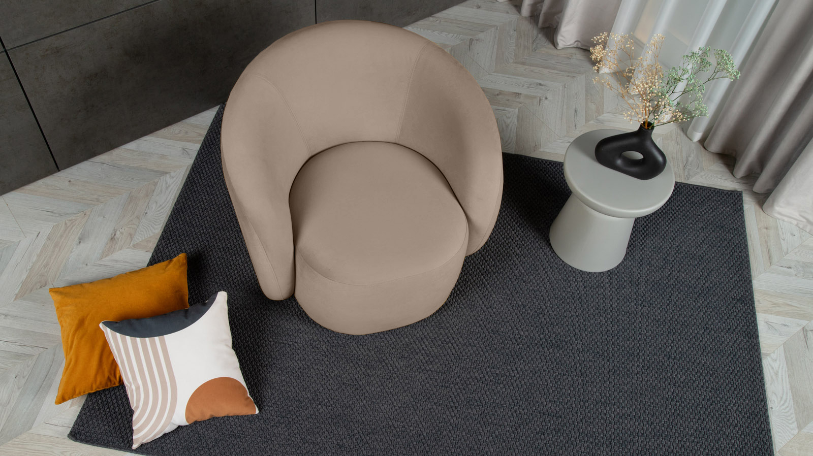 Кресло поворотное Nuage, ткань Sky Velvet 01 Sky Velvet 03 86x90 — купить в Озерце