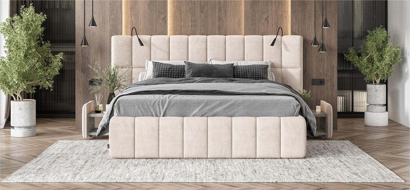 Босс ХО Кровать 180*200 Велюр Монолит латте - купить в Озерце