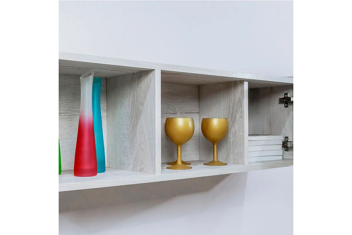 Полка навесная Флекс 11 (Дуб Шавиниган) — Мебель-центр Озерцо