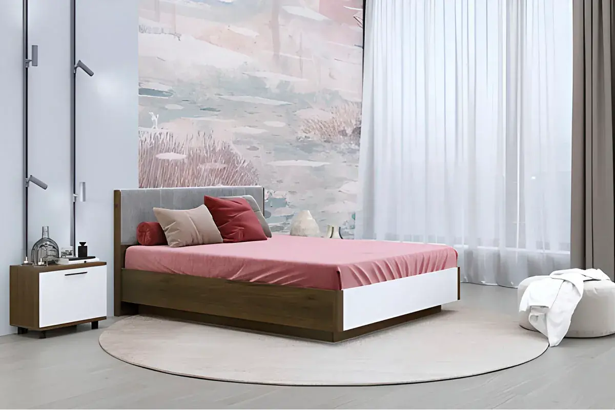 Кровать КР-4013-ГТ-БГ (Гикори Джексон Темный/Белый Бриллиант Глянцевый) - купить в Озерце