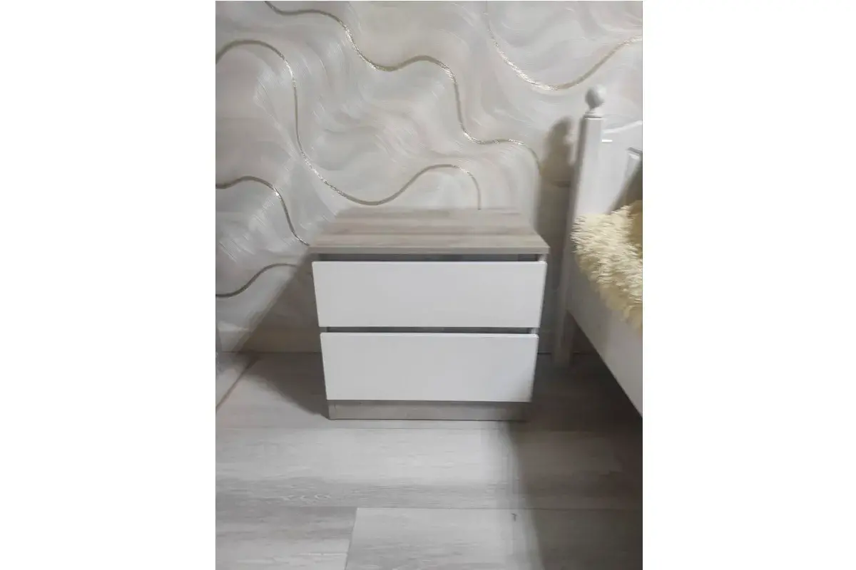 Тумба прикроватная Лори (Дуб Серый/Белый) — Мебель-центр Озерцо