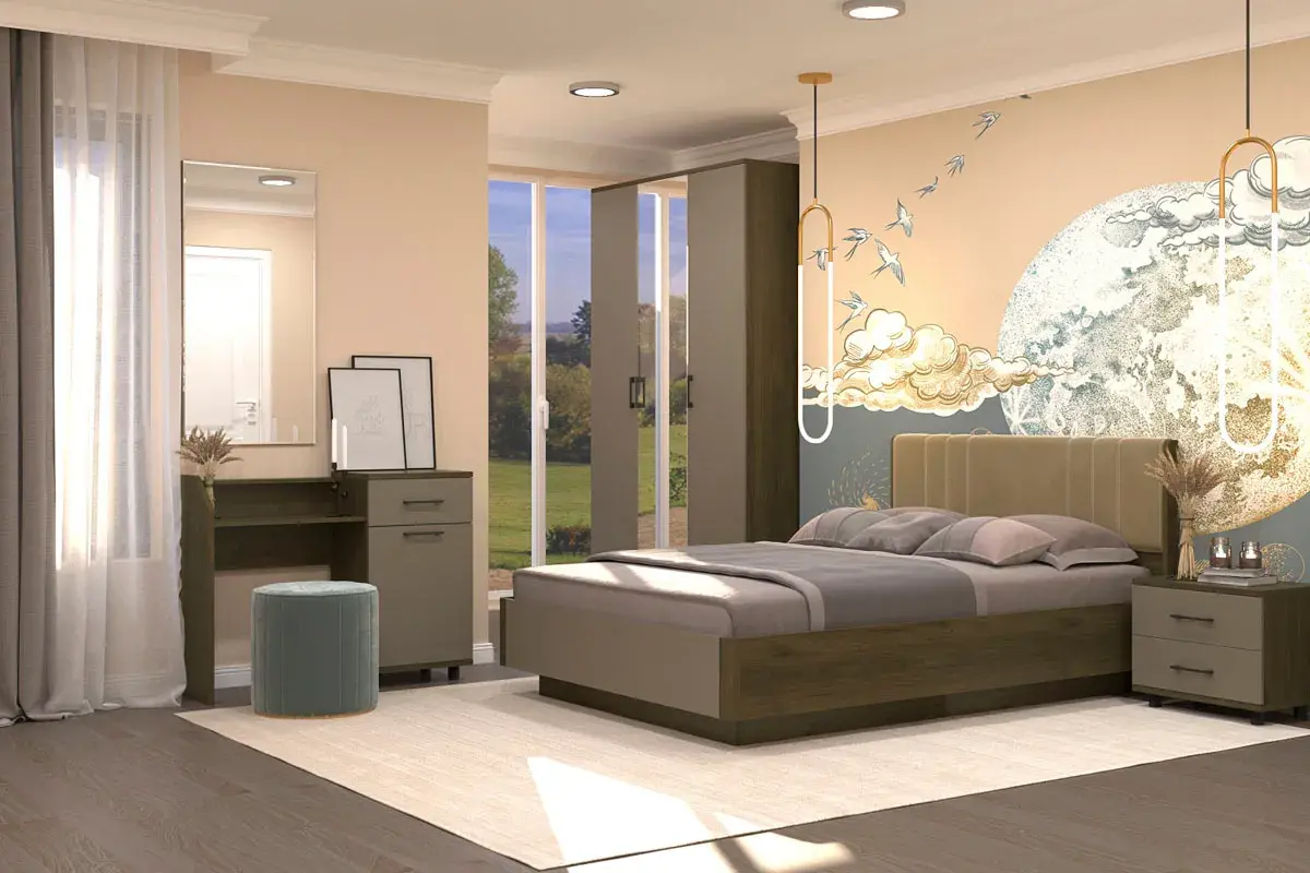 Шкаф для одежды и белья ШК-5001-ГТ-ЛМ (Гикори Джексон Темный/Латте Матовый) в мебель-центре Озерцо