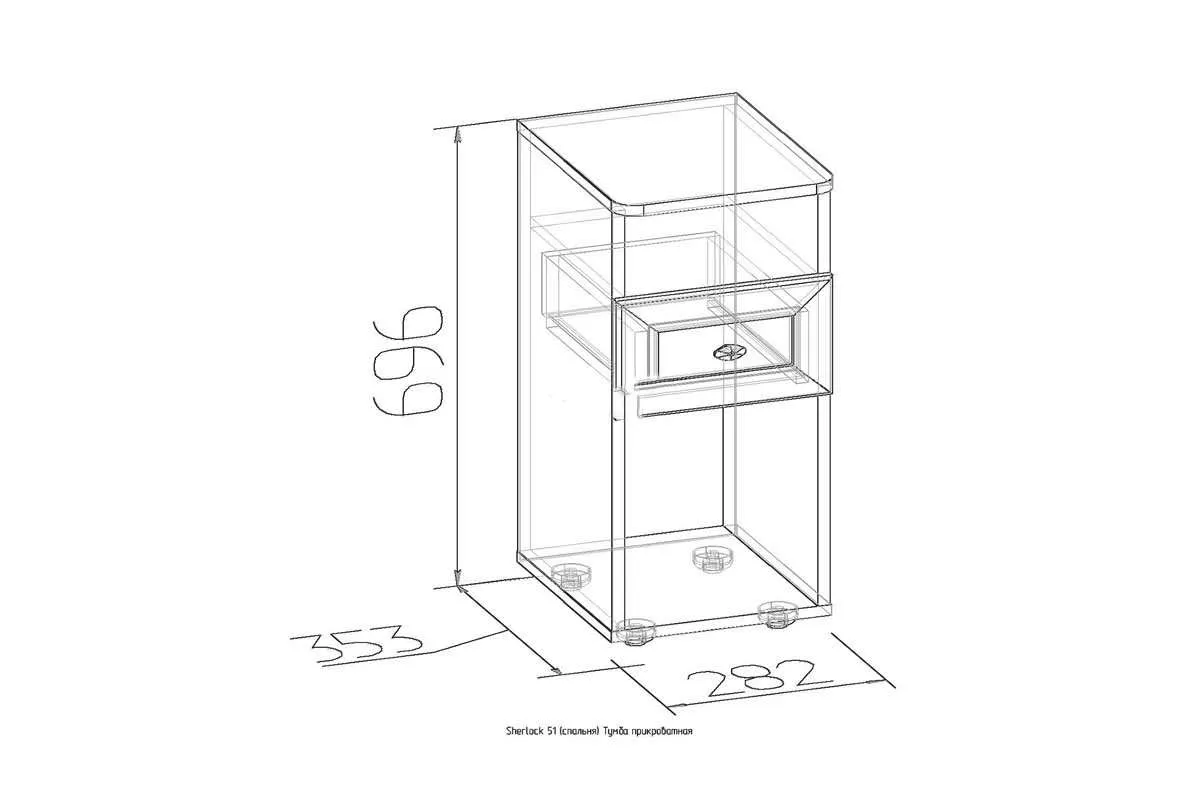 Sherlock 51 Тумба прикроватная дуб сонома — Мебель-центр Озерцо