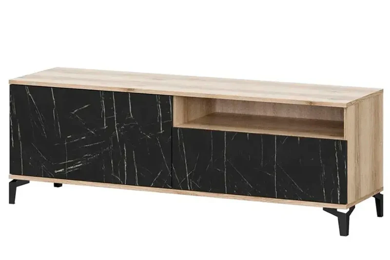 Тумба для ТВ Луксор-2 (Дуб Делано светлый/Камень Пьетра черный) — Мебель-центр Озерцо