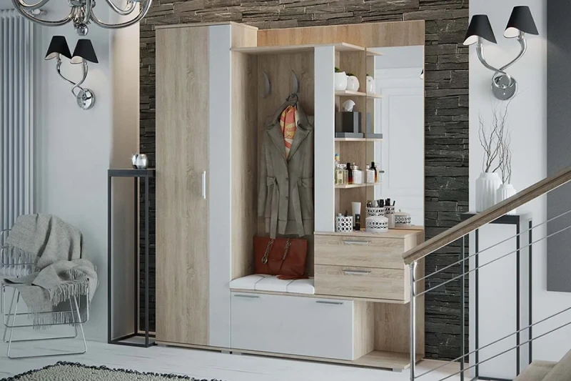 Прихожая Эрика (Дуб Сонома/Белый) — Мебель-центр Озерцо