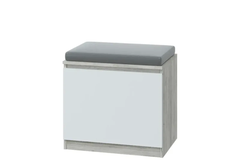 Тумба Лори с мягким элементом (Дуб серый/Белый/NEO 08) — Мебель-центр Озерцо