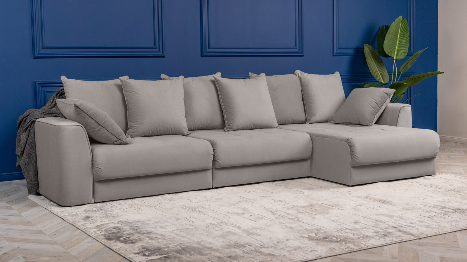 Диван угловой Monako New, Тк. Casanova Grey 156x356 — купить в Озерце