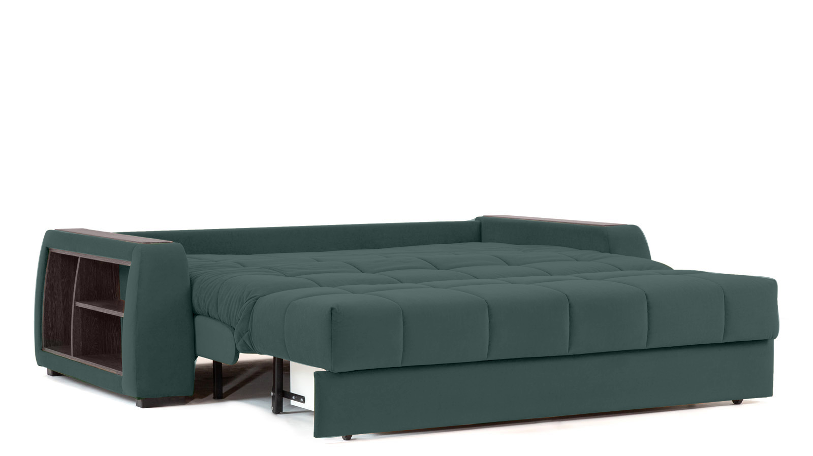 Диван - кровать Domo Pro с полками цвета венге, стежка квадрат, ткань Casanova Seawave 140x216 — в мебель-центре Озерцо