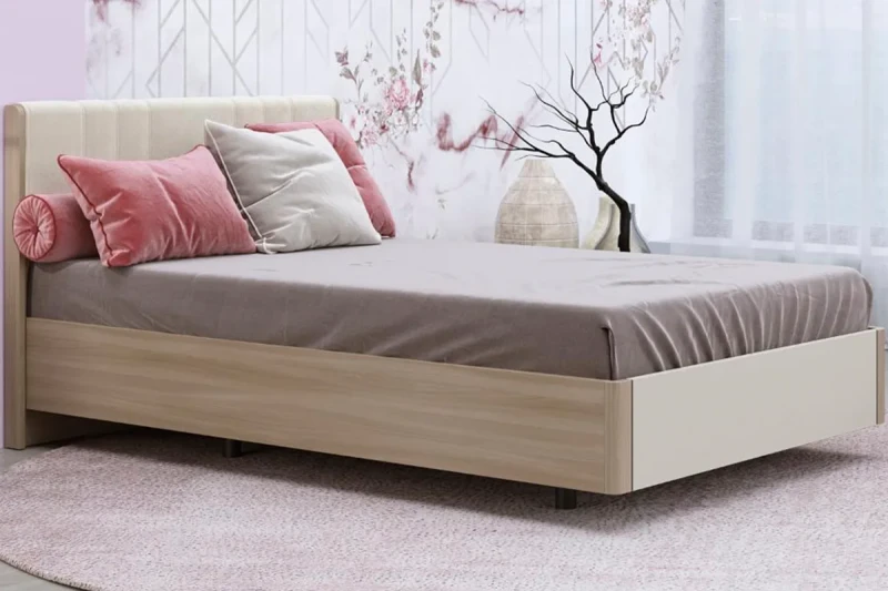 Кровать КР-5012-АС-КМ-В 140х200 (Ясень Асахи / Кашемир Матовый / Велюр) - купить в Озерце