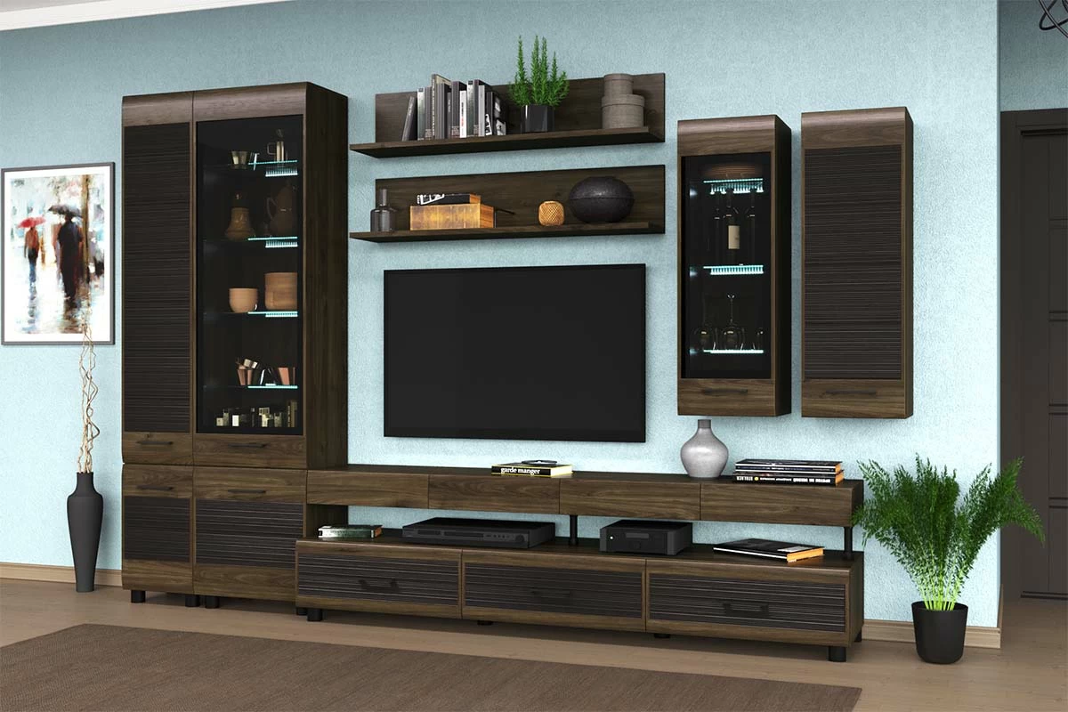 Тумба ТБ-2671 (Гикори Джексон Темный-Комбинированный) — Мебель-центр Озерцо