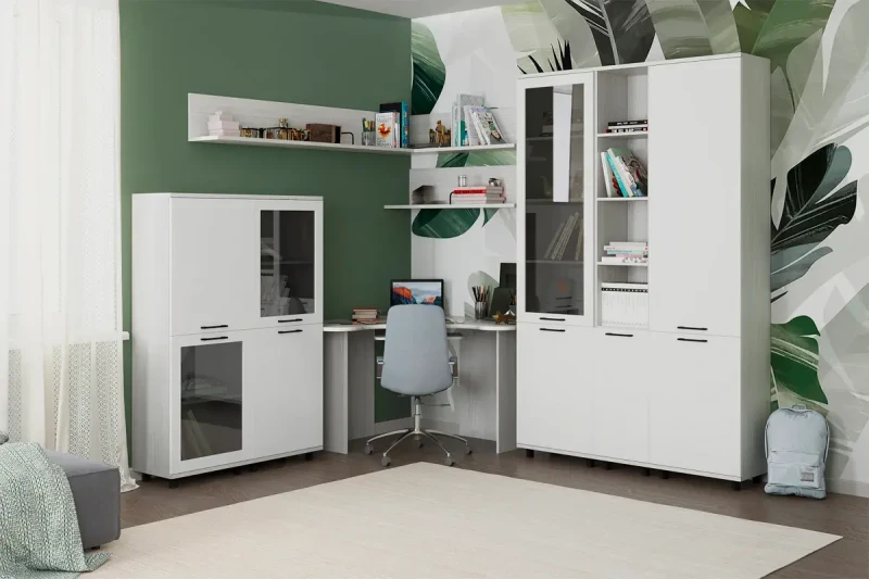 Детская Грейс композиция 6 (Снежный Ясень/Белый Бриллиант Глянцевый) — Мебель-центр Озерцо