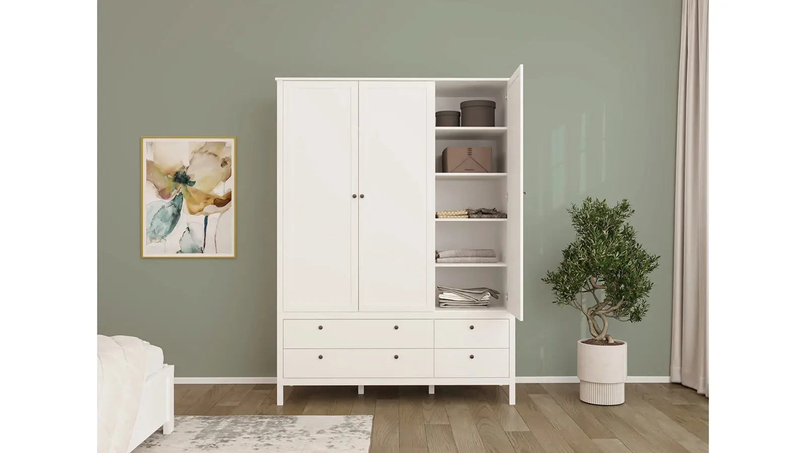 Шкаф трехдверный с ящиками Kasli, цвет Капучино 61x158 — купить в Озерце