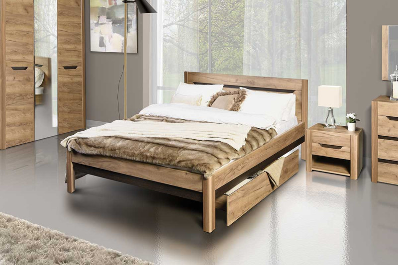 Кровать Афина Мод.А3г без ортопед.основания/ без ящиков 180х200 (Дуб крафт табачный/Дуб венге) - купить в Озерце