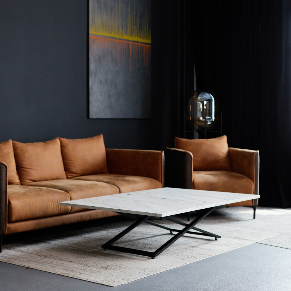 Стол-трансформер COMPACT белый мрамор/черное подстолье - купить в Минске в мебель-центре Озерцо Стол-трансформер COMPACT белый мрамор/черное подстолье - купить в Озерце