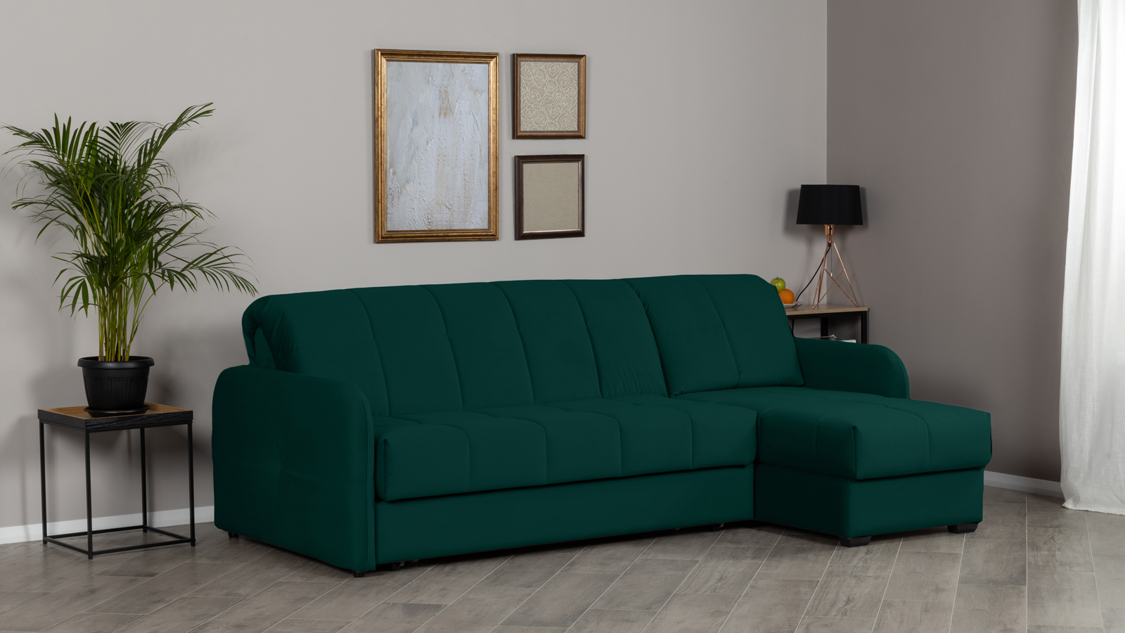 Диван угловой Domo Pro с мягкими подлокотниками, стежка квадрат, ткань Sky Velvet 42 140x216 — купить в Озерце