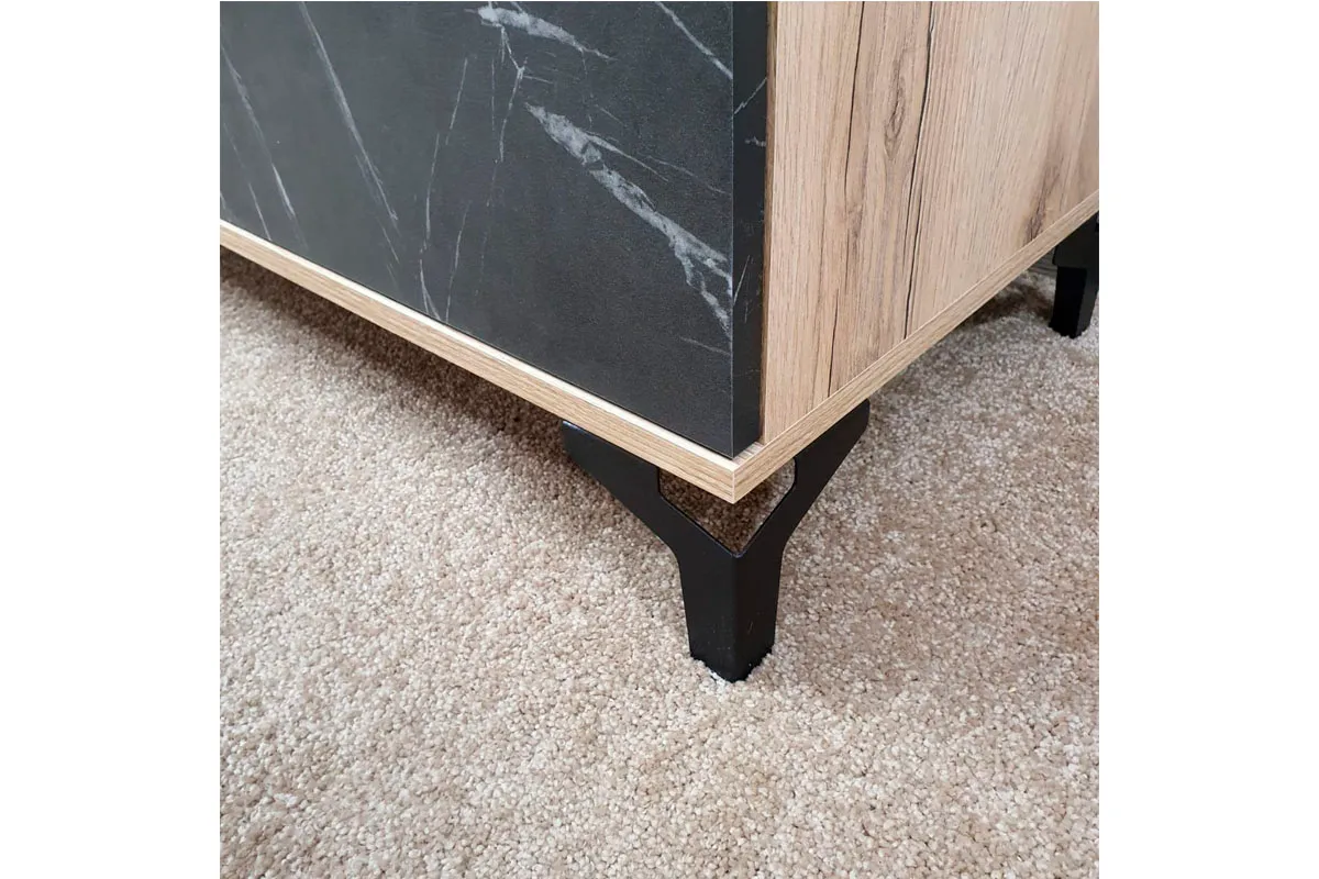 Тумба для ТВ Луксор-2 (Дуб Делано светлый/Камень Пьетра черный) — Мебель-центр Озерцо