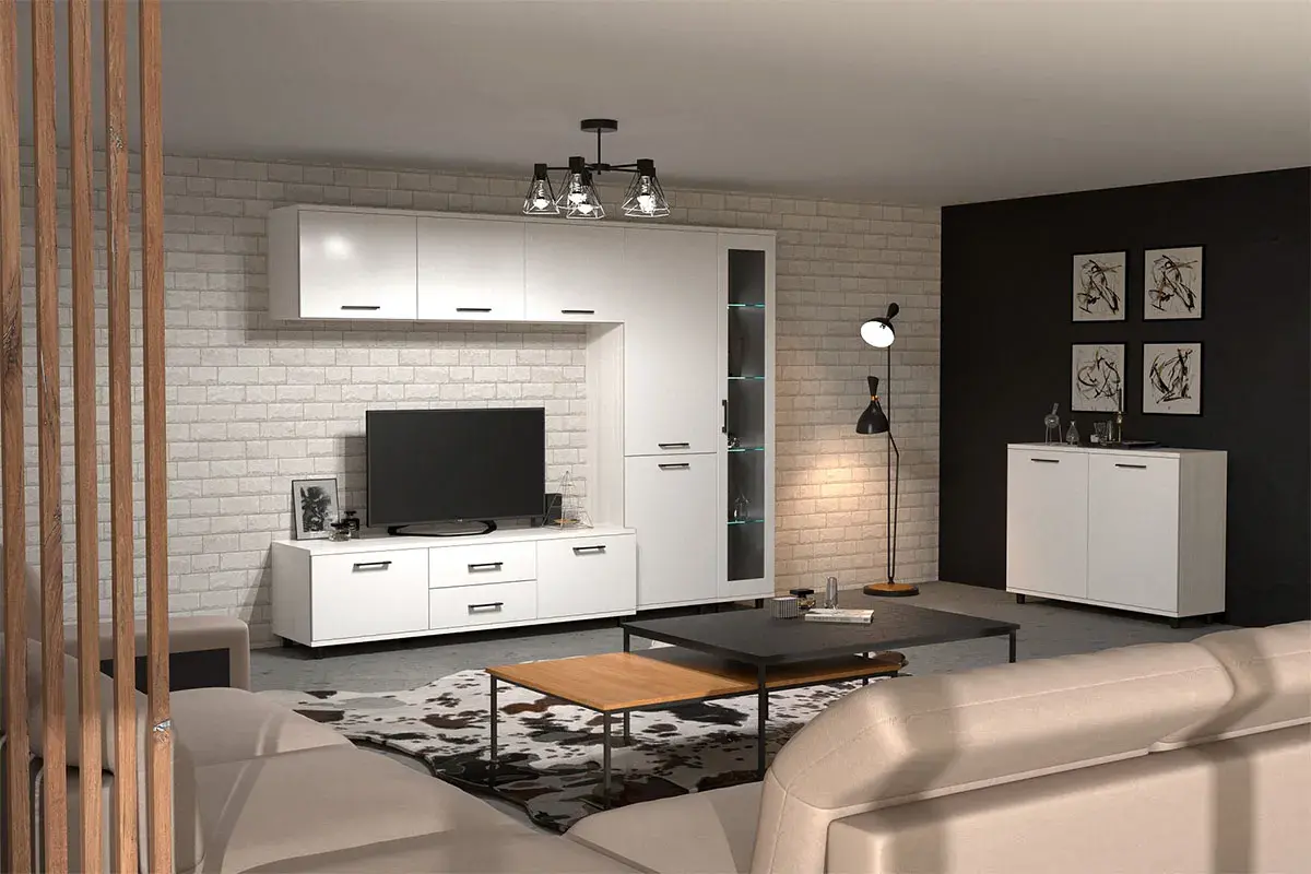 Антресоль АН-5038-СЯ-БГ (Снежный Ясень/Белый Бриллиант Глянцевый) в мебель-центре Озерцо