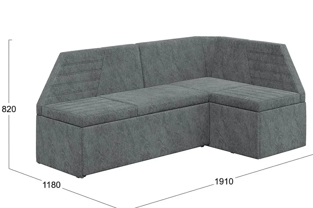 Скамья угловая Лондон со спальным местом Исп. 2 (Дуб сонома трюфель/Микровелюр Wellmart Silver) - купить в Озерце