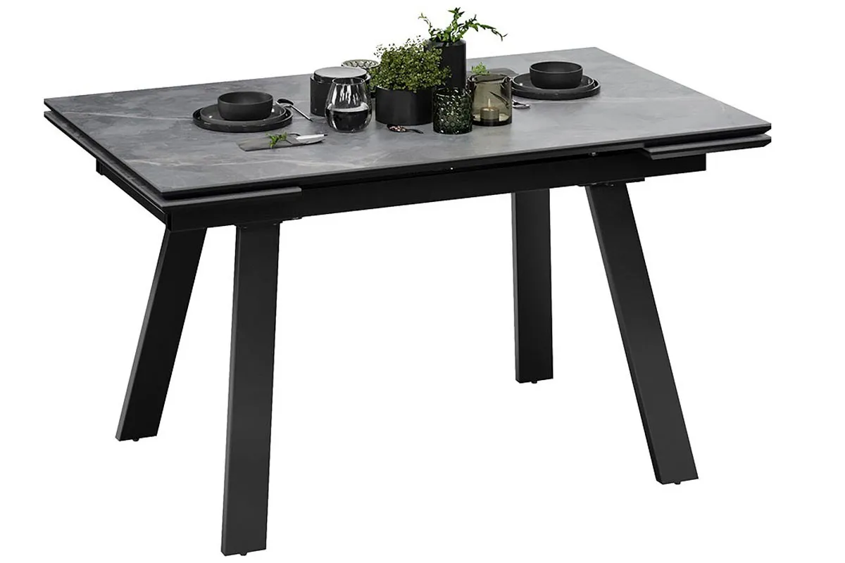Стол обеденный Дэкстон Тип 1 (Черный муар/Керамика матовая/Серый мрамор) - купить в Озерце