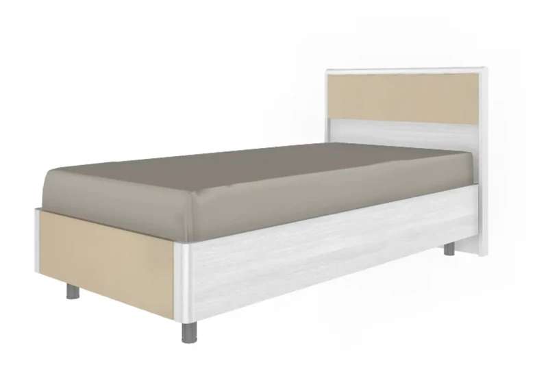 Кровать КР-5005-СЯ-КГ 90х190 (Снежный Ясень/Кашемир Глянцевый) - купить в Озерце