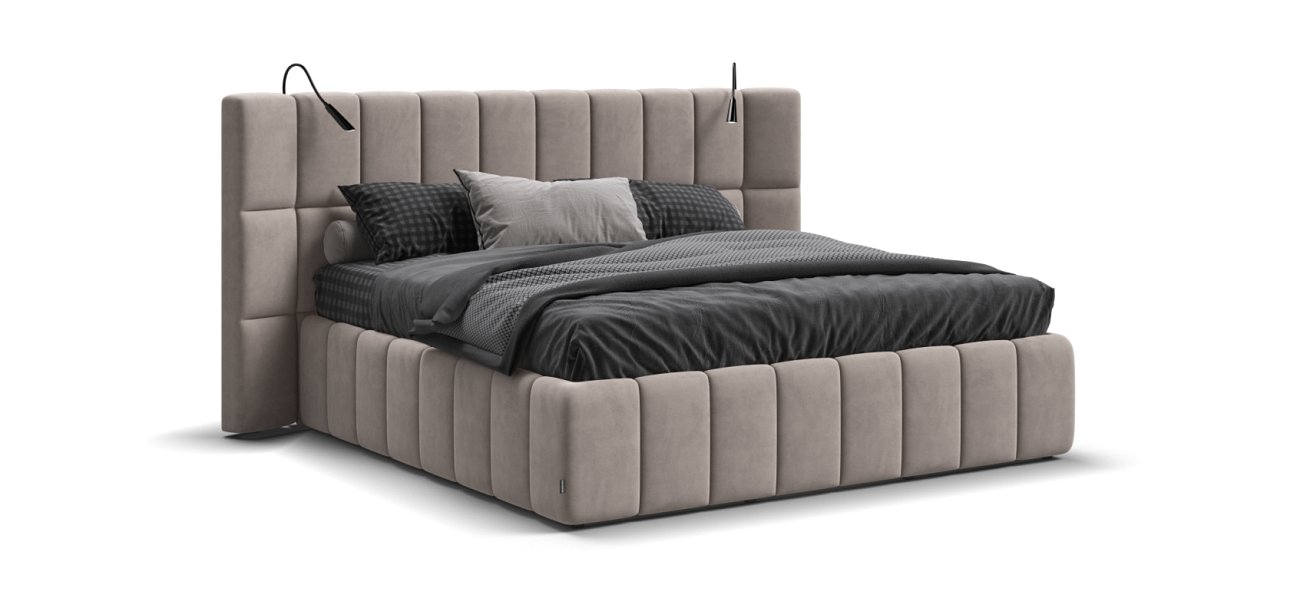 Босс ХО Кровать 180*200 Велюр Монолит латте - купить в Озерце