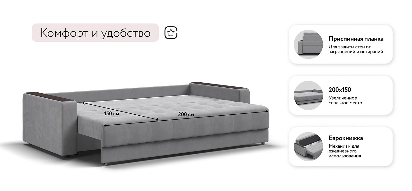 Босс Маркет диван Велюр Монолит сталь — купить в Озерце