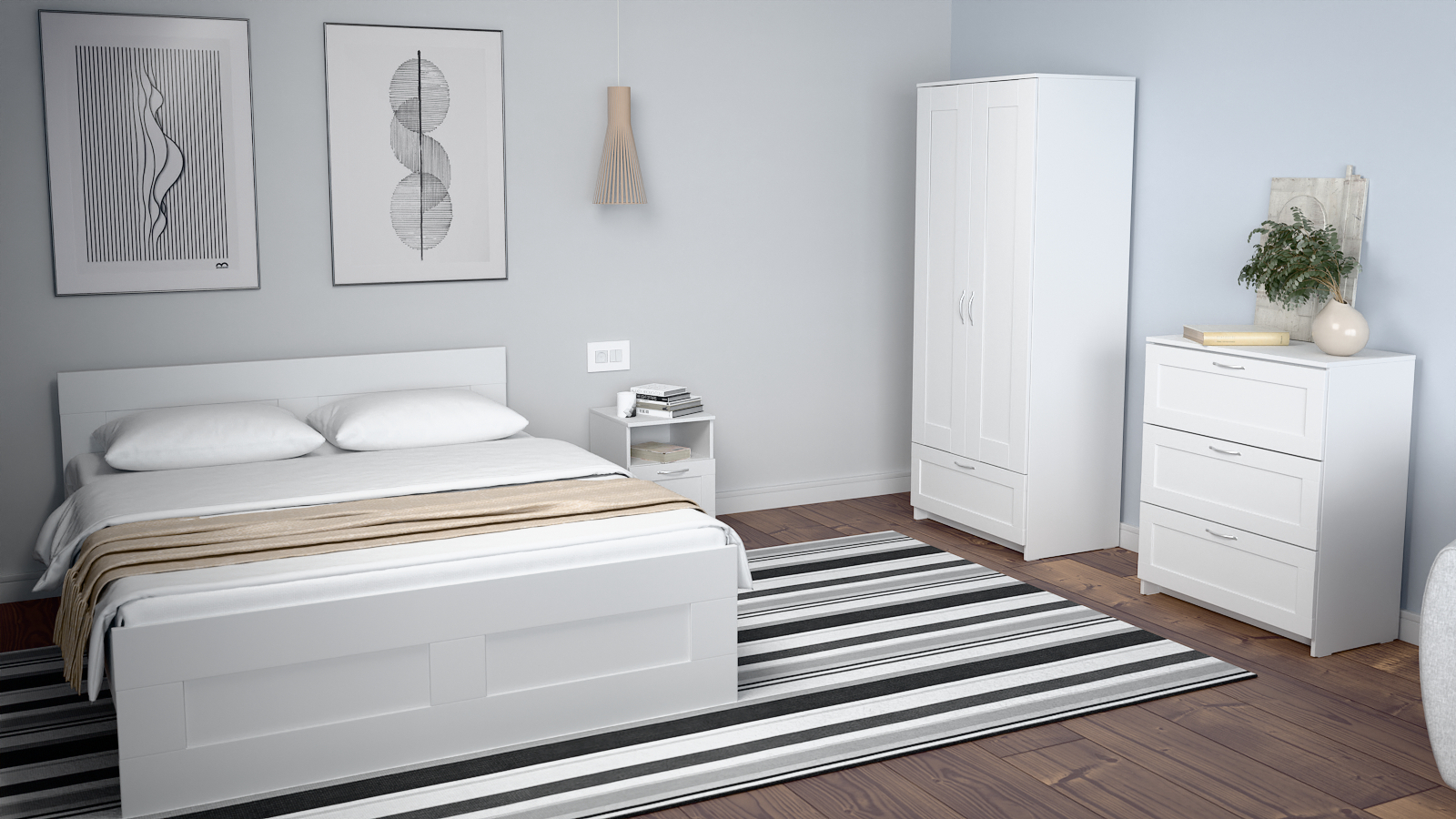 Шкаф двухдверный с ящиком Istra, цвет Белый 50x78 — купить в Озерце