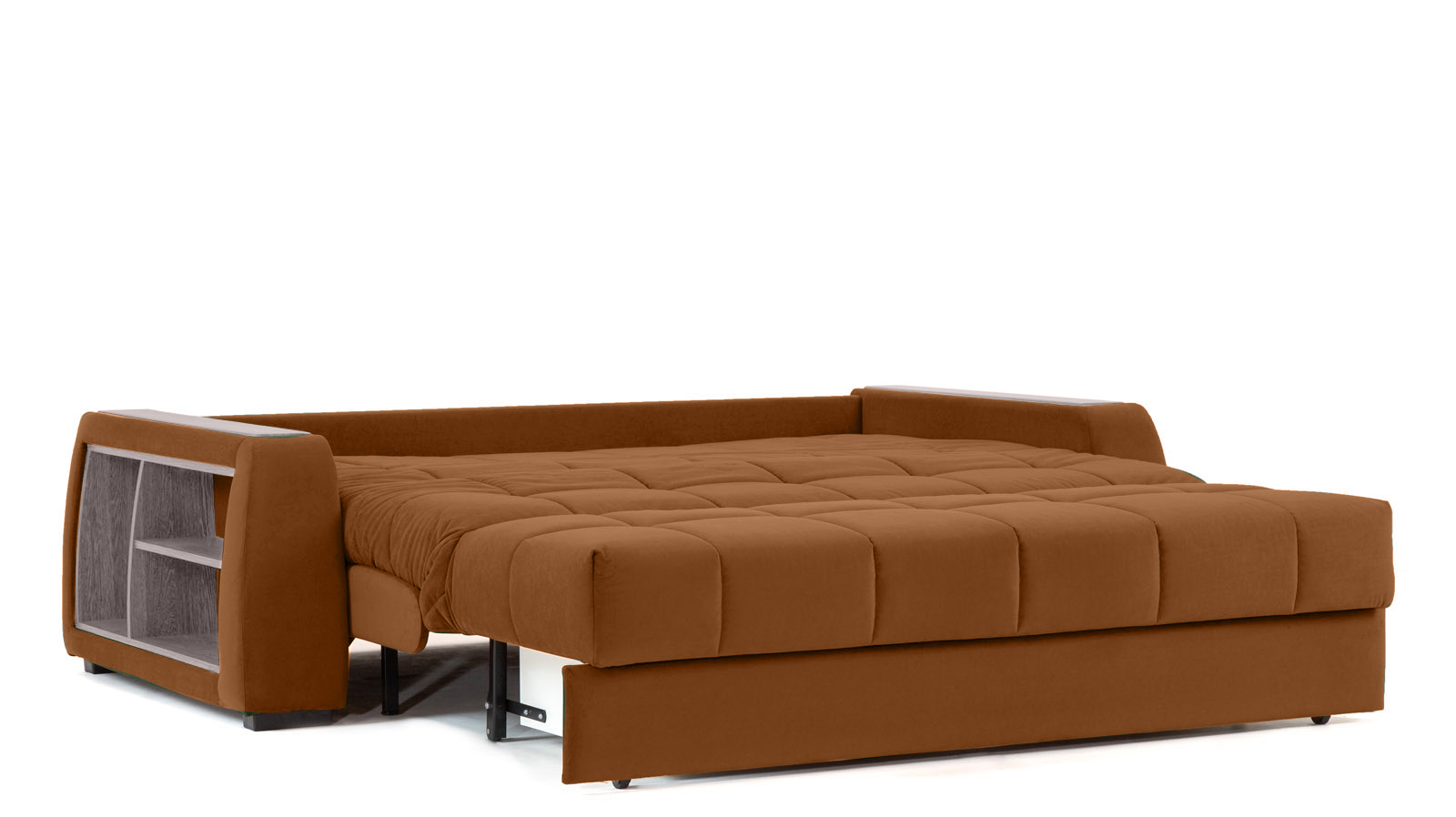 Диван - кровать Domo Pro с полками цвета ясень, стежка квадрат, ткань Casanova Desert 160x216 — в мебель-центре Озерцо