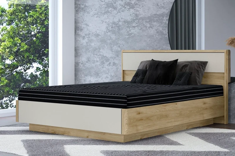 Кровать КР-4003-ГС-КМ с ПМ 160х200 (Гикори Джексон Светлый/Кашемир Матовый) - купить в Озерце