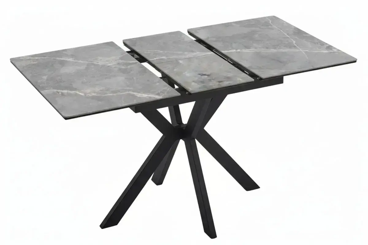 Стол обеденный Комильфо Мини (Керамика Серый Мрамор FNZ9206050 LARKA GREY / МДФ Черный Кварц / Рама черная / Металл Черный) - купить в Озерце