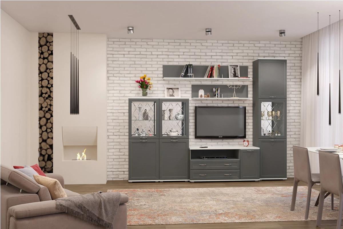 Тумба Карина ТБ-1023-СЯ-СО (Снежный Ясень/Серый Оникс) — Мебель-центр Озерцо