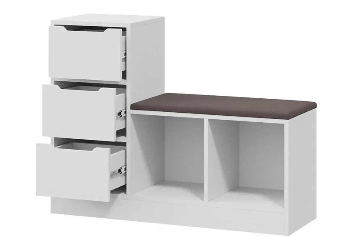 Тумба для обуви Тип 14 (Белый Ясень/Велюр Серый) — Мебель-центр Озерцо