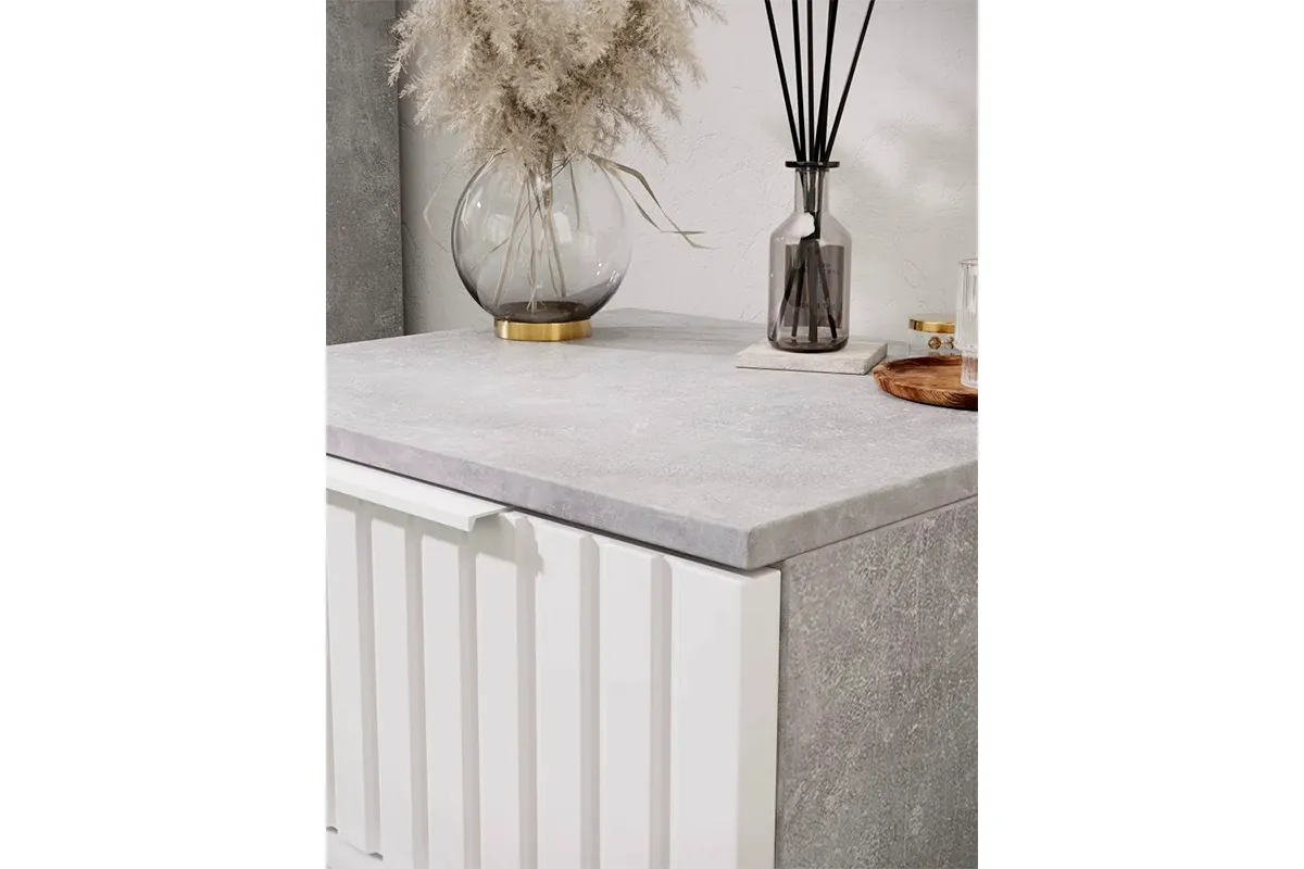 Тумба прикроватная Хилтон (Ателье светлый/Белый матовый) — Мебель-центр Озерцо