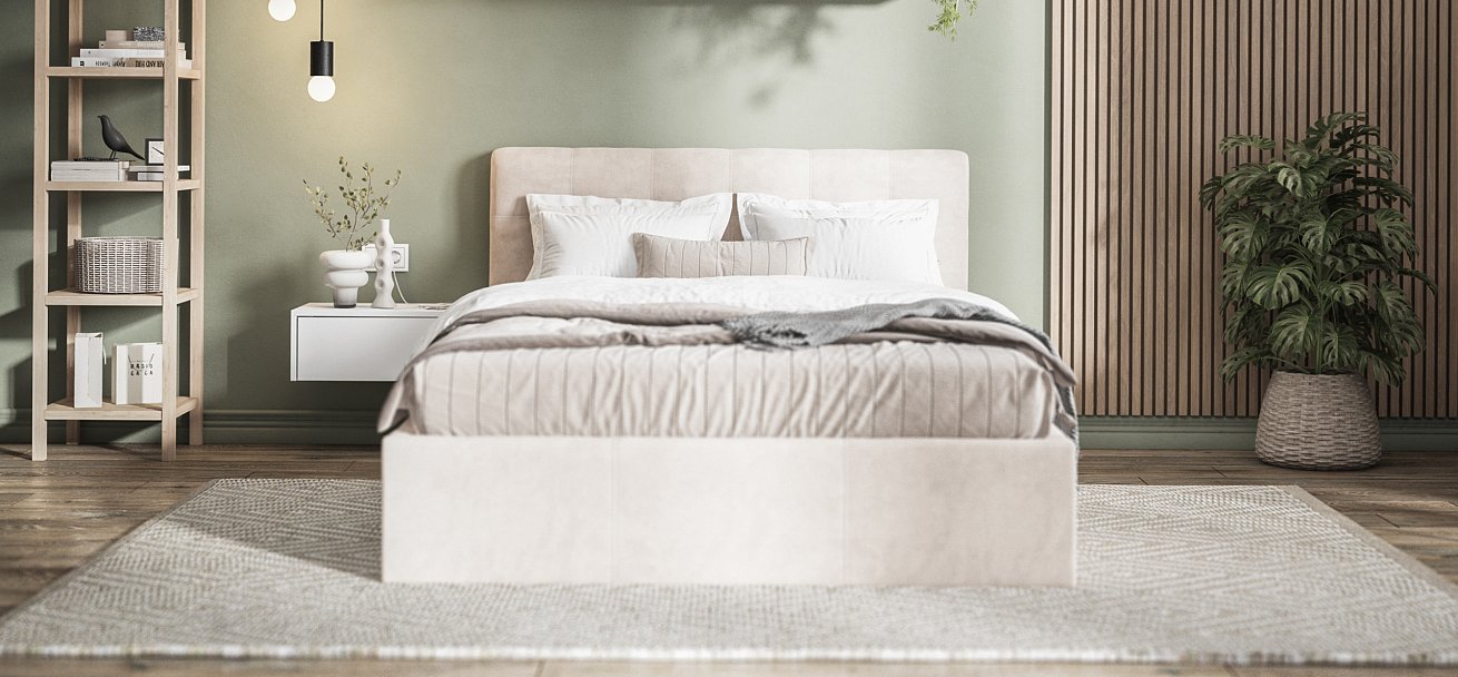 Кровать Белла 140*200 велюр Monolit латте - купить в Озерце